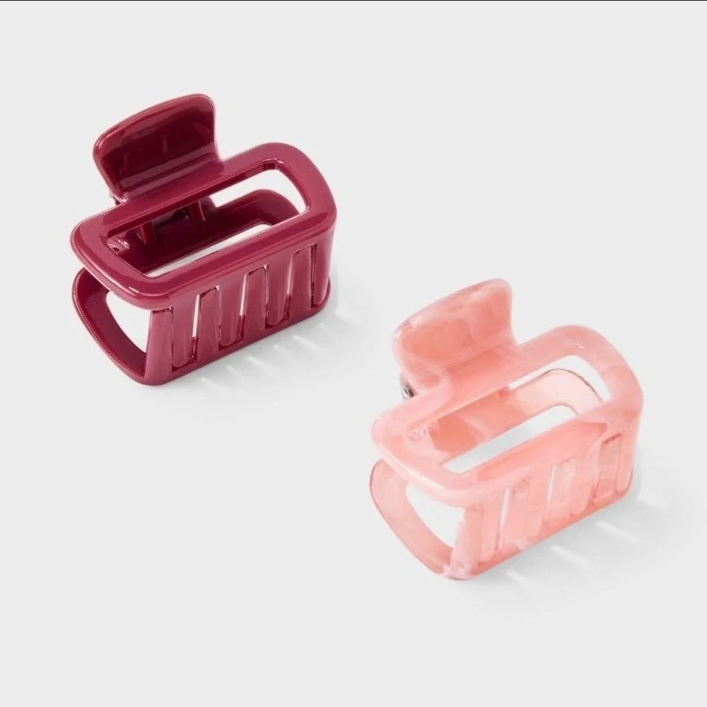A New Day 5 Piece Hair Claw Clip and Scrunchie Set Pink Burgundy Pearl‎ Accent